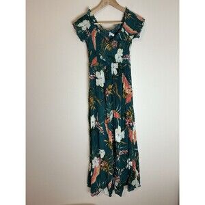 Patrons Of Peace M Floral Midi Dress Smocked Garden Party Resort